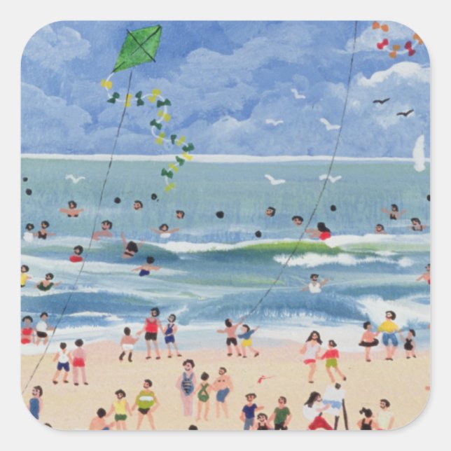 Ein Cornish Beach Quadratischer Aufkleber (Vorderseite)