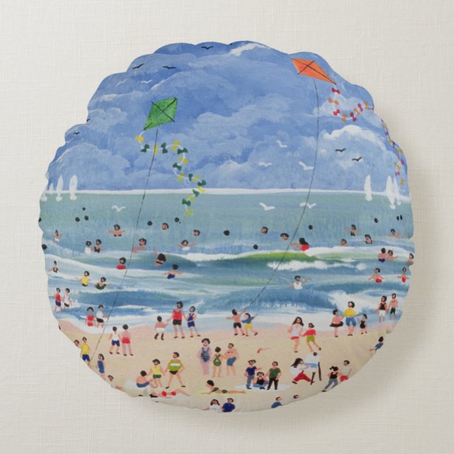 Ein Cornish Beach Rundes Kissen (Vorderseite)