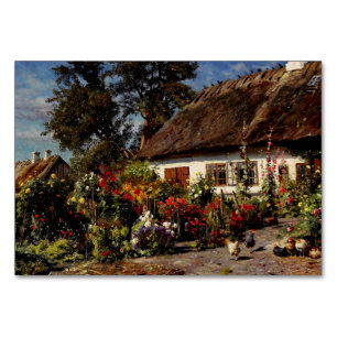 Ein Cottage-Garten mit Hühnern von Peder Monsted Tischnummer