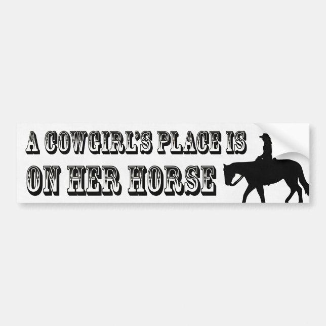 Ein Cowgirls-Platz ist auf ihrem Pferd Autoaufkleber (Vorne)
