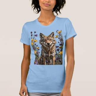 Ein Coyota, umgeben von Wildblumen der Frühjahrswi T-Shirt