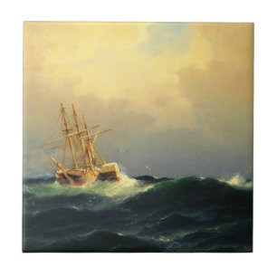 Ein Dampfschiff im Sturm im Atlantischen Ozean Fliese