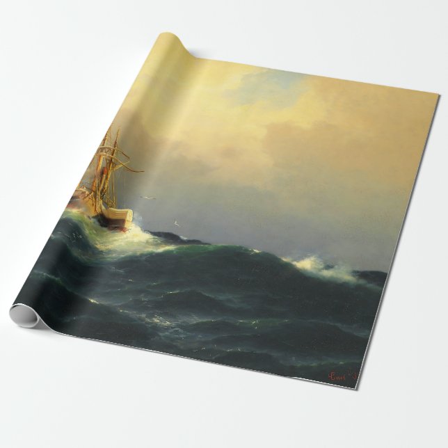 Ein Dampfschiff im Sturm im Atlantischen Ozean Geschenkpapier (Ungerollt)