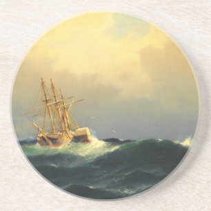 Ein Dampfschiff im Sturm im Atlantischen Ozean Getränkeuntersetzer