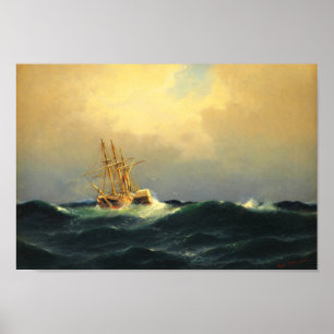 Ein Dampfschiff im Sturm im Atlantischen Ozean Poster