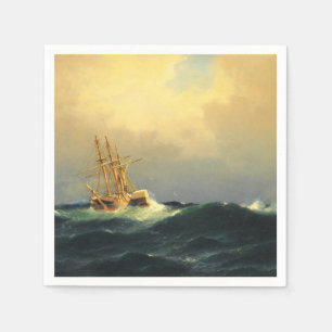Ein Dampfschiff im Sturm im Atlantischen Ozean Serviette