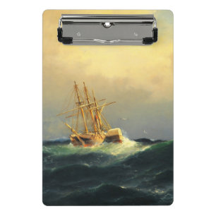 Ein Dampfschiff in einem Sturm im Atlantischen Oze Mini Klemmbrett