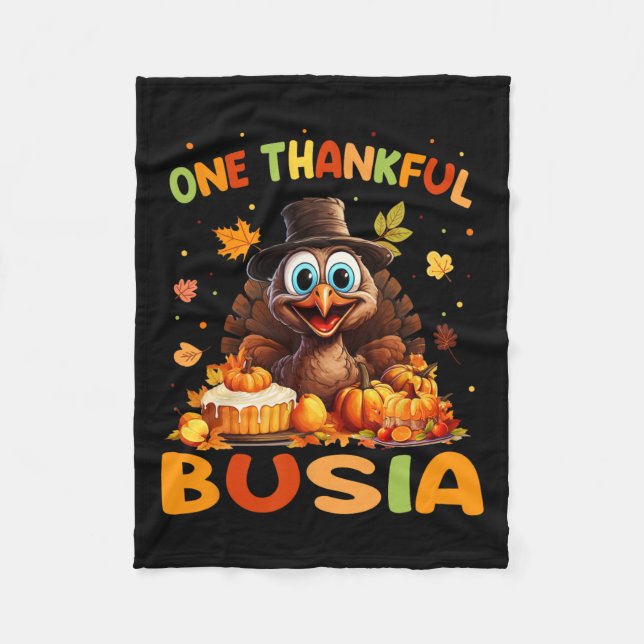 Ein dankbarer Busia Graphic Fall Erntedank Fleecedecke (Vorderseite)