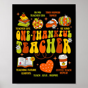 Ein dankbarer Lehrer Retro Groovy Lehrer Thanksgi Poster