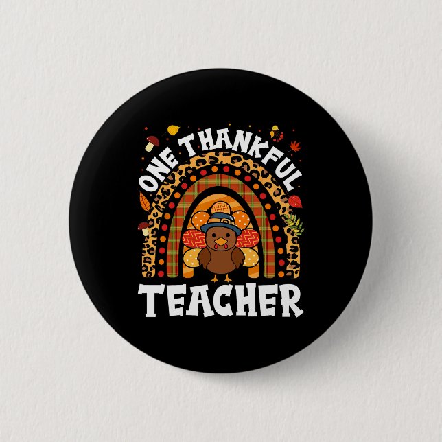 Ein dankbarer Lehrer Türkei Erntedank Rainbow F Button (Vorderseite)