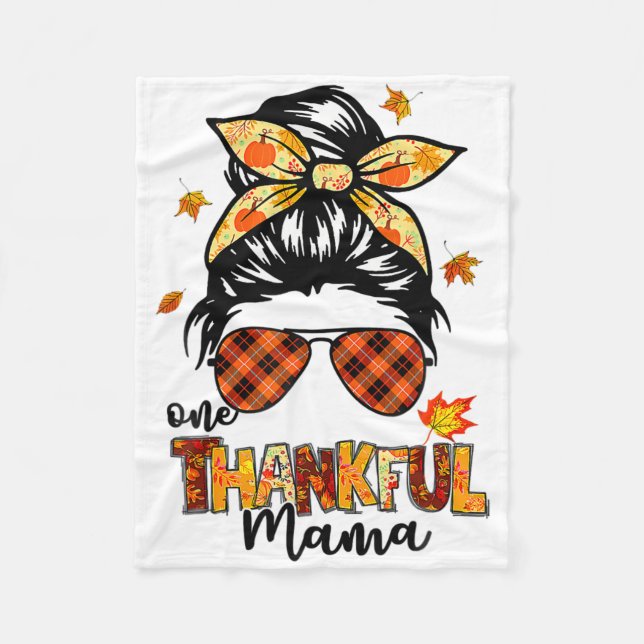 Ein dankbarer Mama Funny Messy Bun Herbst Herbst a Fleecedecke (Vorderseite)