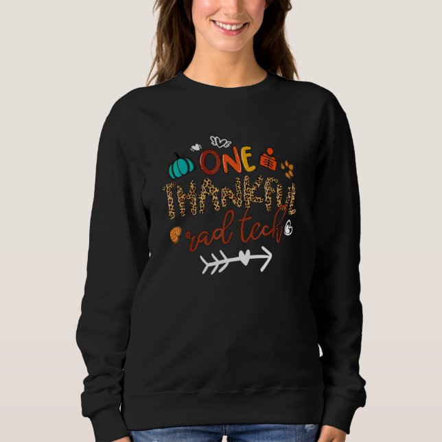 Ein dankbarer Rad Tech Leopard Kürbis Herbst Dank Sweatshirt (Vorderseite)