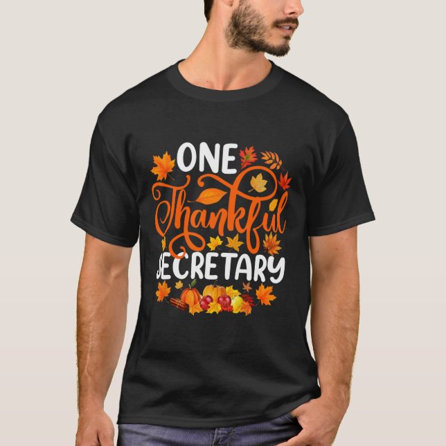 Ein dankbarer Sekretär Funny Fall Herbst Thanksgiv T-Shirt (Vorderseite)