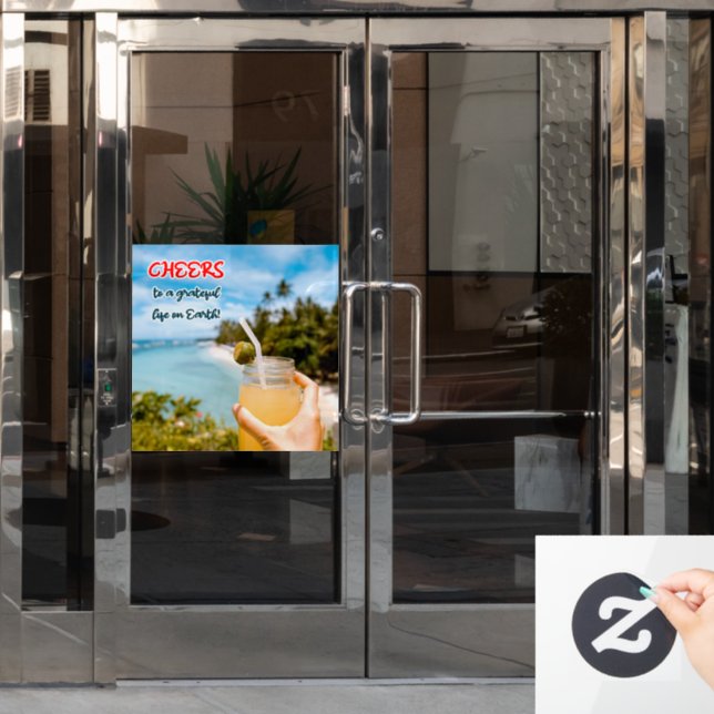 Ein dankbares Leben auf Erden Fensteraufkleber (Büro Tür)