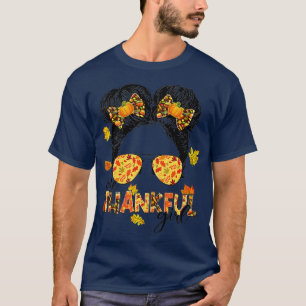 Ein dankbares Mädchen Messy Bun Funny Fall Herbst T-Shirt