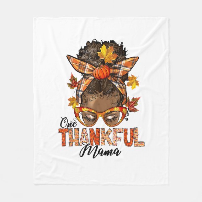 Ein dankenswerter Mama Black Messy Bun Herbst als Fleecedecke (Vorderseite)