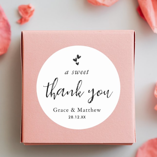 Ein Dankeschön Minimalistische Hochzeit süßen Gefa Runder Aufkleber (Von Creator hochgeladen)