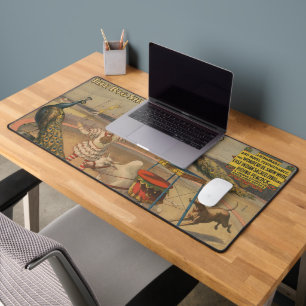 Ein Darstellender Zebu und Pfau mit Clowntrainer Schreibtischunterlage