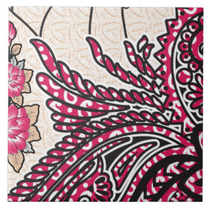 Ein dekoratives Paisley-Design mit lebendigem Rot Fliese