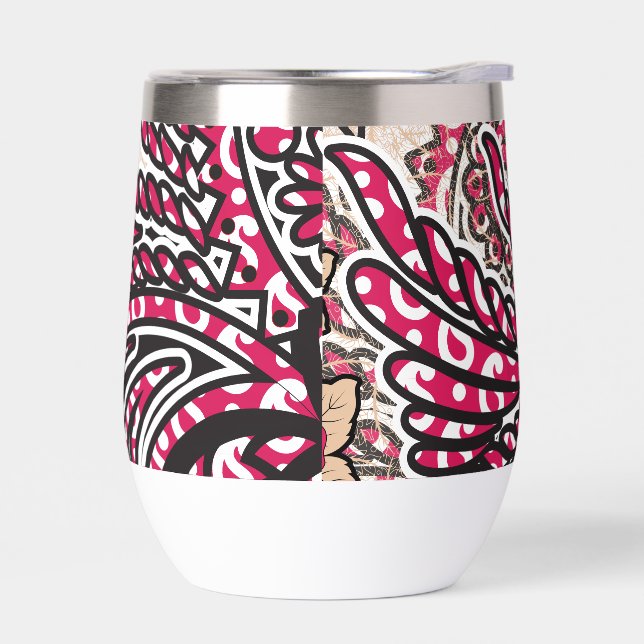 Ein dekoratives Paisley-Design mit lebhaftem Rot u (Links)