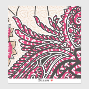 Ein dekoratives Paisley-Design mit lebhaftem Rot u Aufkleber