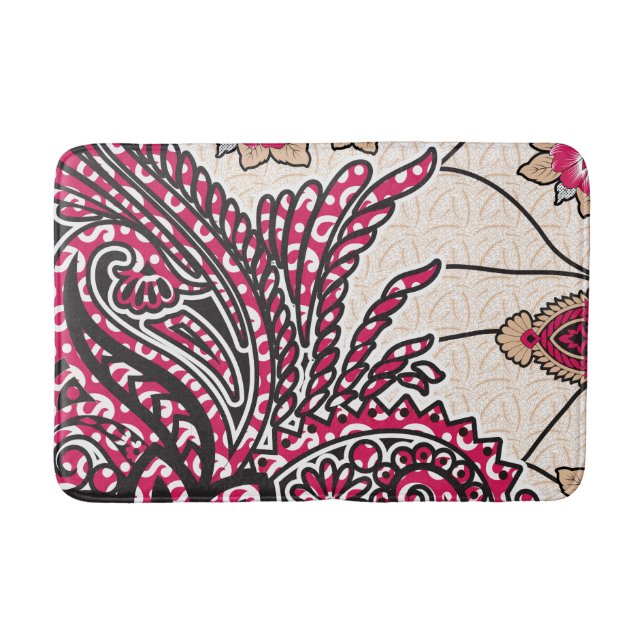 Ein dekoratives Paisley-Design mit lebhaftem Rot u Badematte (Vorderseite)