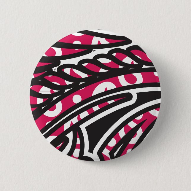 Ein dekoratives Paisley-Design mit lebhaftem Rot u Button (Vorderseite)