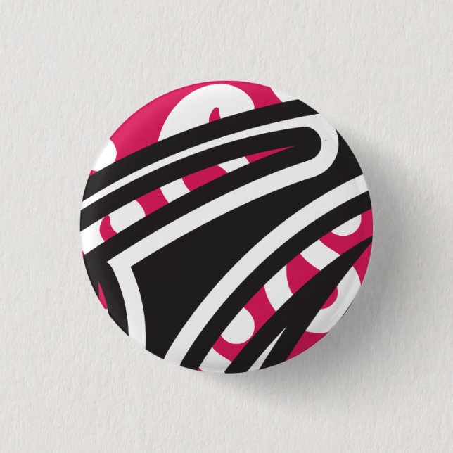 Ein dekoratives Paisley-Design mit lebhaftem Rot u Button (Vorderseite)