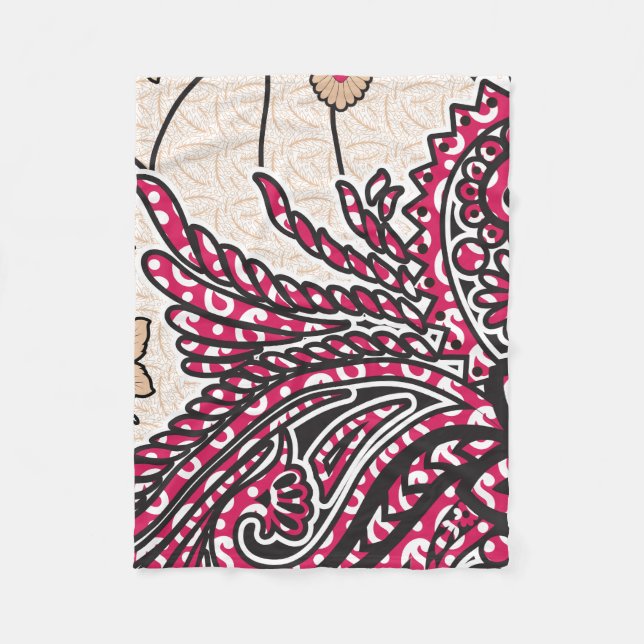 Ein dekoratives Paisley-Design mit lebhaftem Rot u Fleecedecke (Vorderseite)