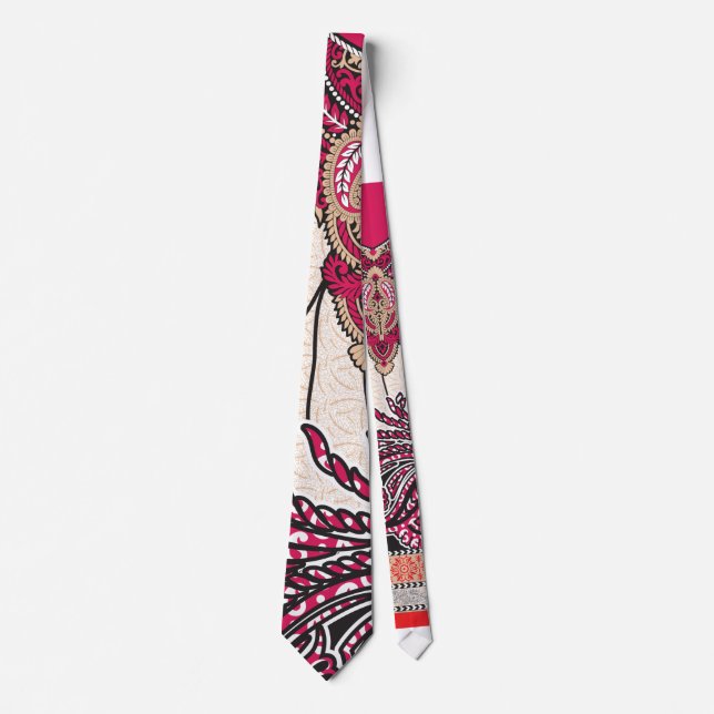 Ein dekoratives Paisley-Design mit lebhaftem Rot u Krawatte (Vorderseite)