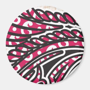 Ein dekoratives Paisley-Design mit lebhaftem Rot u Magnet