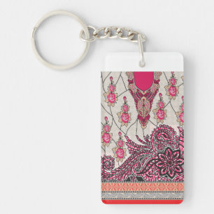 Ein dekoratives Paisley-Design mit lebhaftem Rot u Schlüsselanhänger