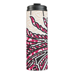 Ein dekoratives Paisley-Design mit lebhaftem Rot u Thermosbecher