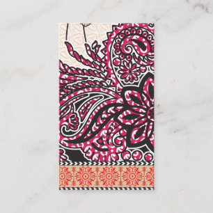 Ein dekoratives Paisley-Design mit lebhaftem Rot u Visitenkarte