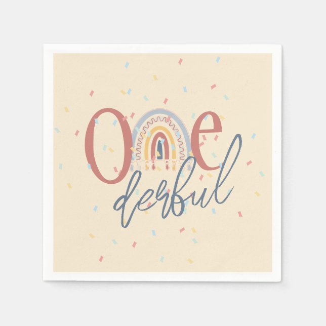 Ein derblicher 1. Geburtstag, Boho-RegenbogenGebur Serviette (Vorderseite)