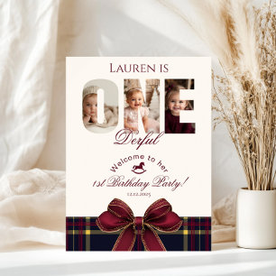 Ein Derful 1st BIrthday Preppy Kariert Welcome Poster