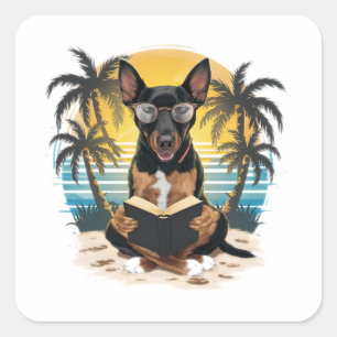 Ein deutscher Pull-Hund mit Hornbrille Quadratischer Aufkleber