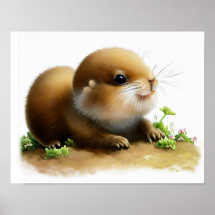 Ein digitales Bild eines jungen Niedlichen Prairie Poster