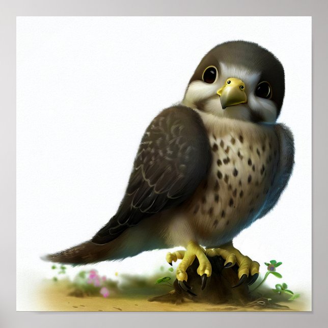 Ein digitales Bild eines jungen Peregrine Falken Poster (Vorne)