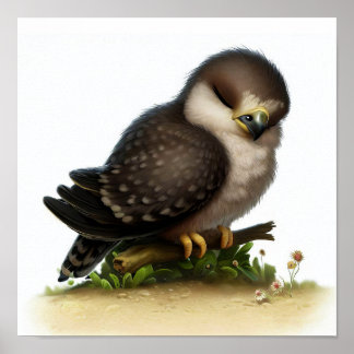 Ein digitales Bild eines jungen Peregrine Falken Poster