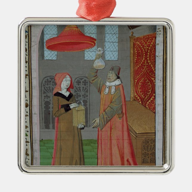 Ein Doktor, der Urin St. Elizabeths überprüft Silbernes Ornament (Vorne)