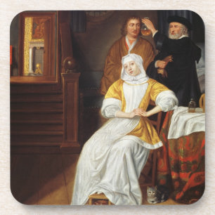 Ein Doktor Visiting eine junge Dame in einem Getränkeuntersetzer