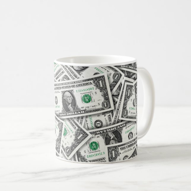 Ein-Dollar-Schein-Muster Kaffeetasse (VorderseiteRechts)