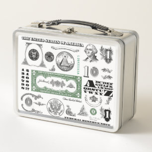 Ein-Dollar-Schein-Muster Metall Brotdose