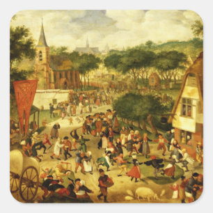 Ein Dorf angemessen Quadratischer Aufkleber