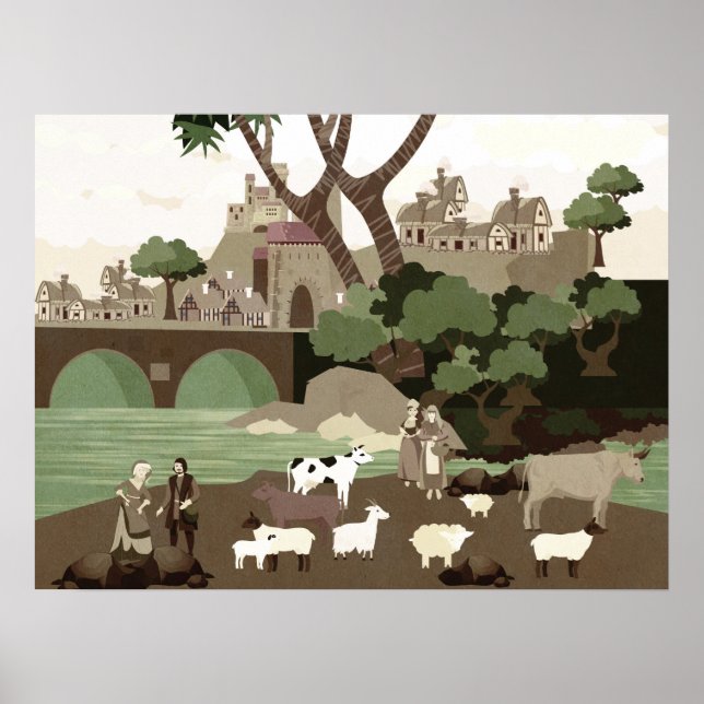 Ein Dorf im Mittelalter Poster (Vorne)