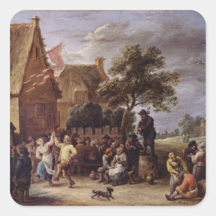 Ein DorfMerrymaking Quadratischer Aufkleber