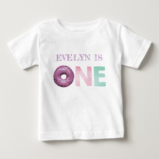 Ein Doughnut Geburtstag Personalisiert Baby T-shirt (Vorderseite)