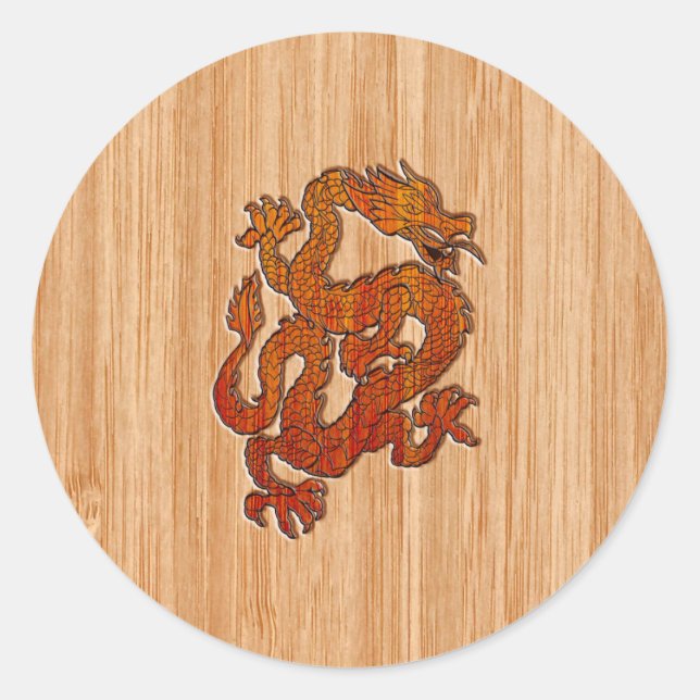 Ein Drache im orientalischen Bambus Runder Aufkleber (Vorderseite)