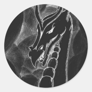 Ein Drache in Rauch (schwarz) Runder Aufkleber